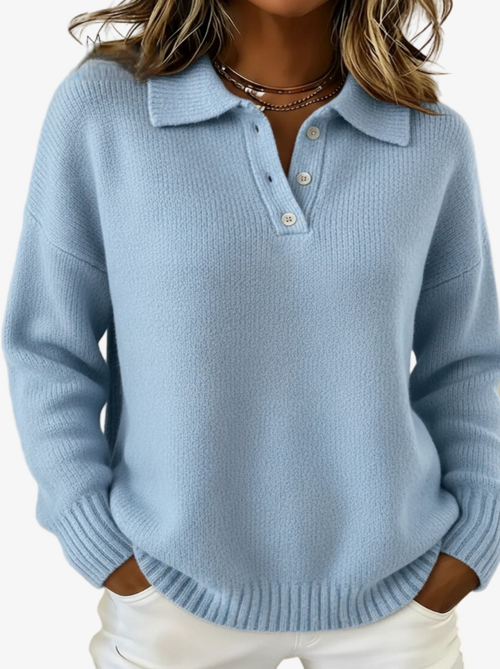 Lucía - Suéter de botones con cuello tipo polo