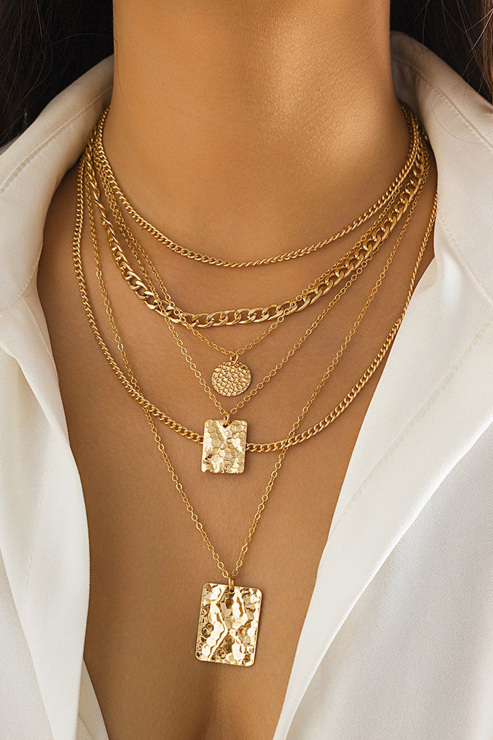 Collar de Colgante Geométrico de Cadena de Metal