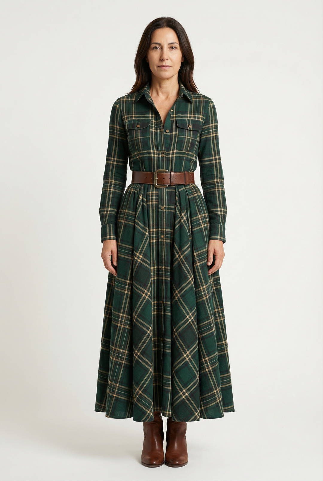 Isabella - Vestido Largo Estilo Cuadros