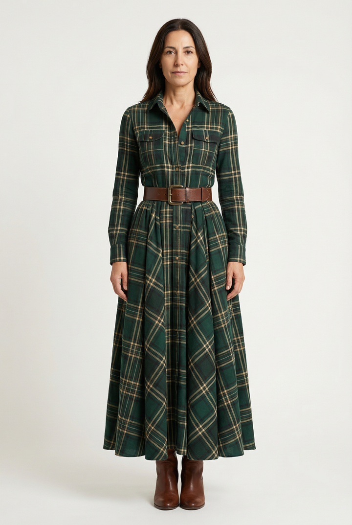 Isabella - Vestido Largo Estilo Cuadros