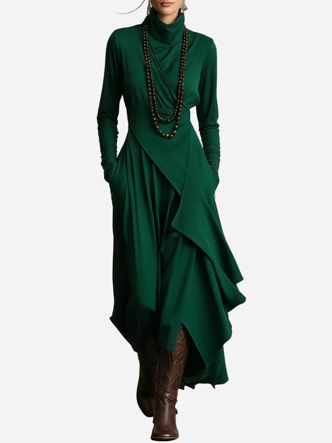 Aurora - Vestido Midi con Cuello Alto