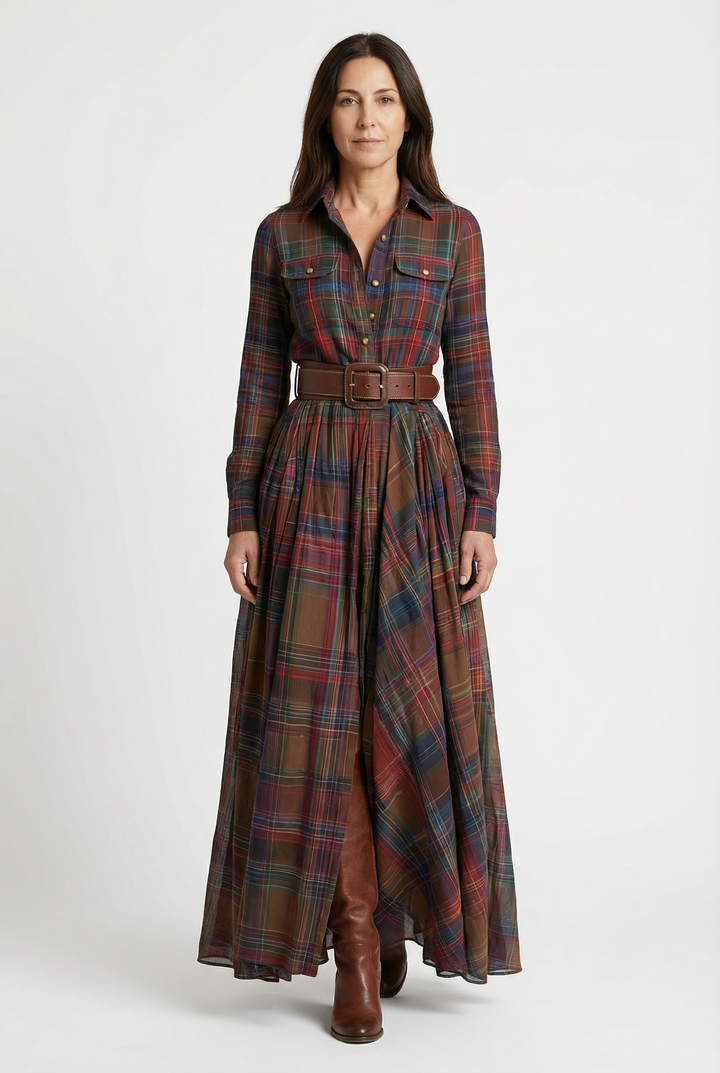 Isabella - Vestido Largo Estilo Cuadros