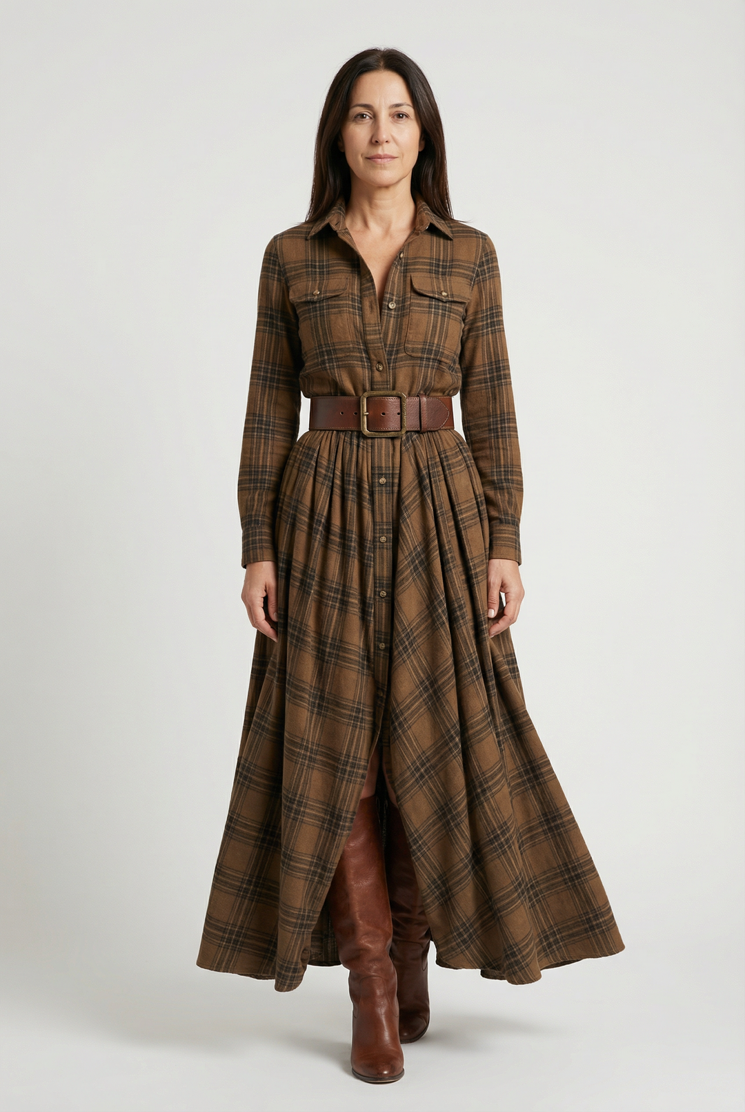 Isabella - Vestido Largo Estilo Cuadros