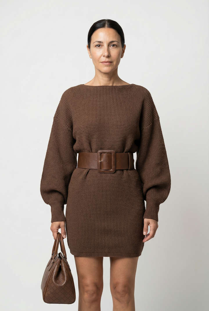 Valentina - Vestido Tricot Corto con Cinturón