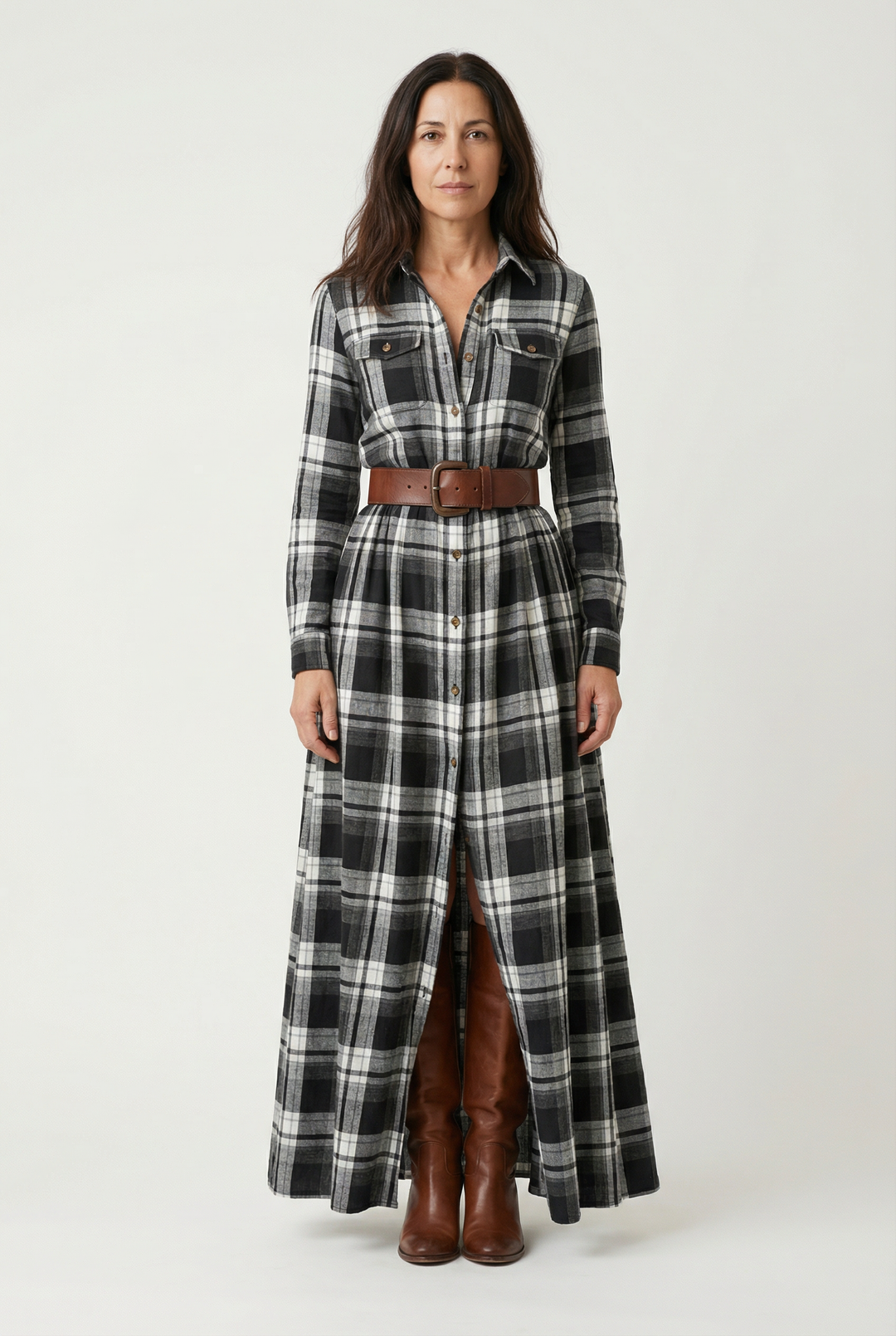 Isabella - Vestido Largo Estilo Cuadros