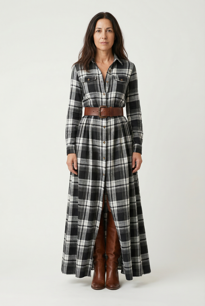 Isabella - Vestido Largo Estilo Cuadros